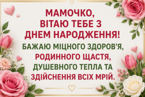 Теплі привітання з днем народження мамі картинка