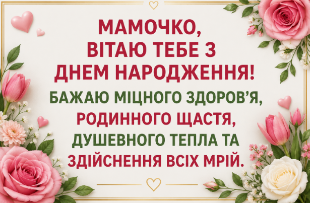 Теплі привітання з днем народження мамі картинка