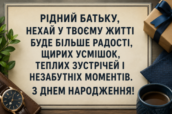 Теплі привітання з днем народження батьку картинка