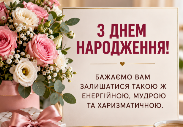Теплі привітання з днем народження начальниці листівка