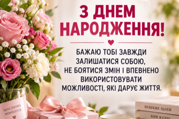 Теплі привітання з днем народження подрузі листівка