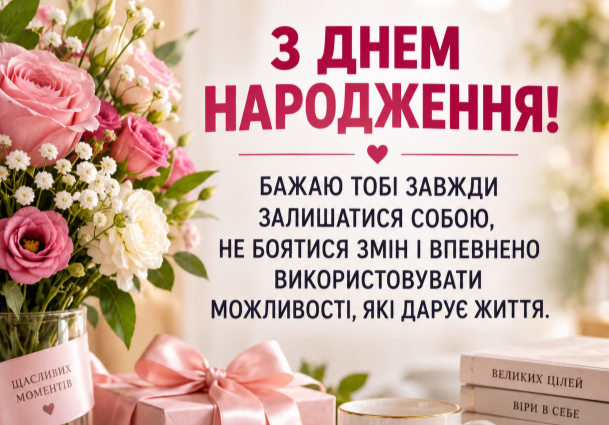 Теплі привітання з днем народження подрузі листівка